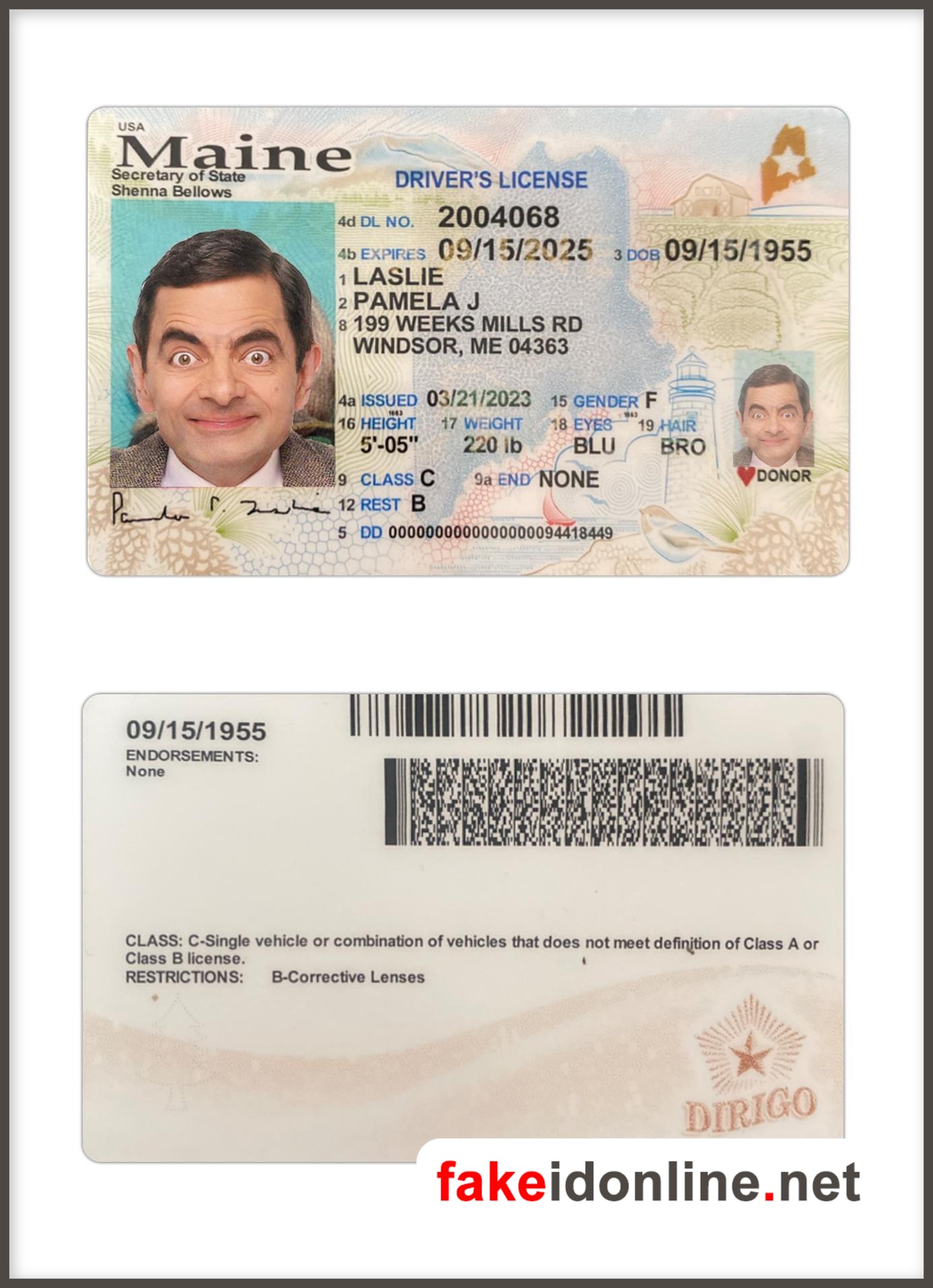 Maine Driver License New 1200dpi